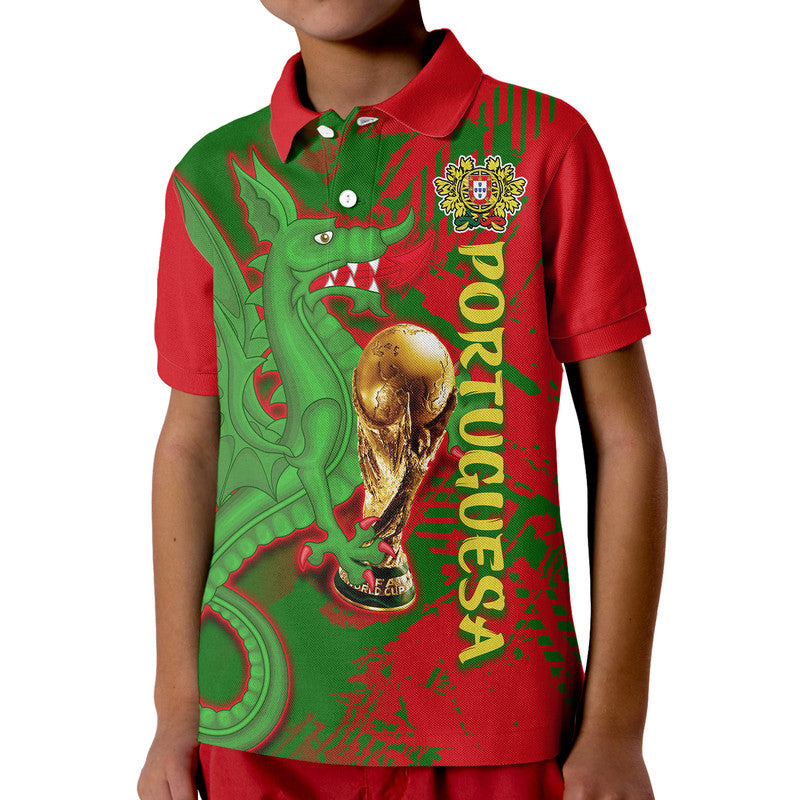 Custom Portugal Football Polo Shirt Dragon of Royal Arms During The Reign of Queen Maria II LT9
