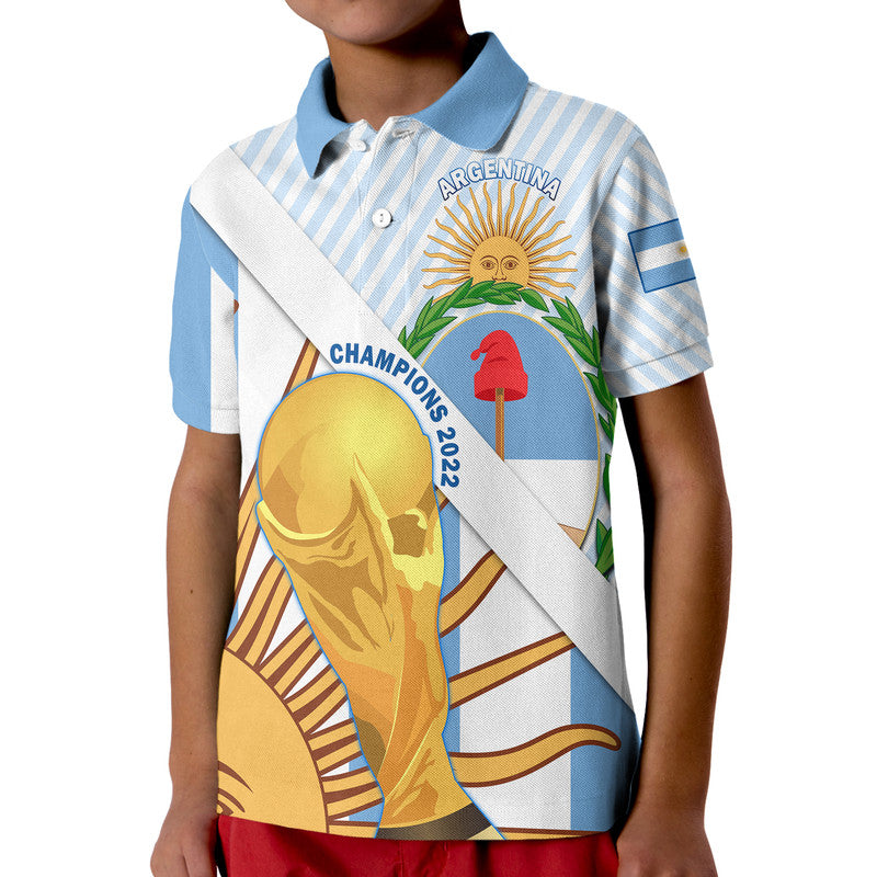 Custom Argentina Champions Polo Shirt Football 2022 La Albiceleste Sol de Mayo LT9