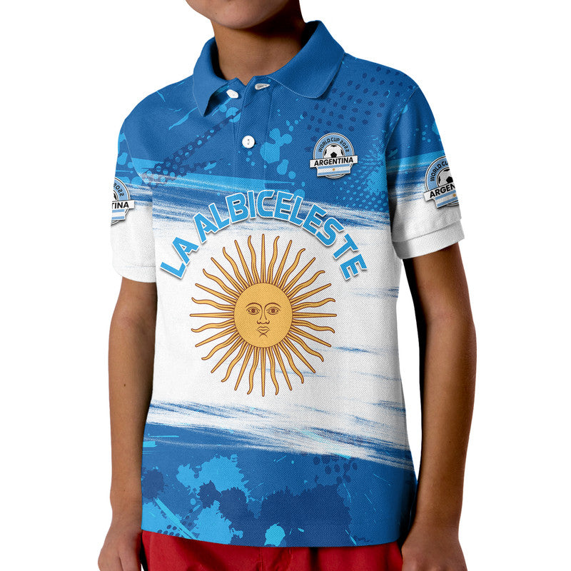 Custom Argentina Sol de Mayo La Albiceleste Flag Style Polo Shirt Blue LT9