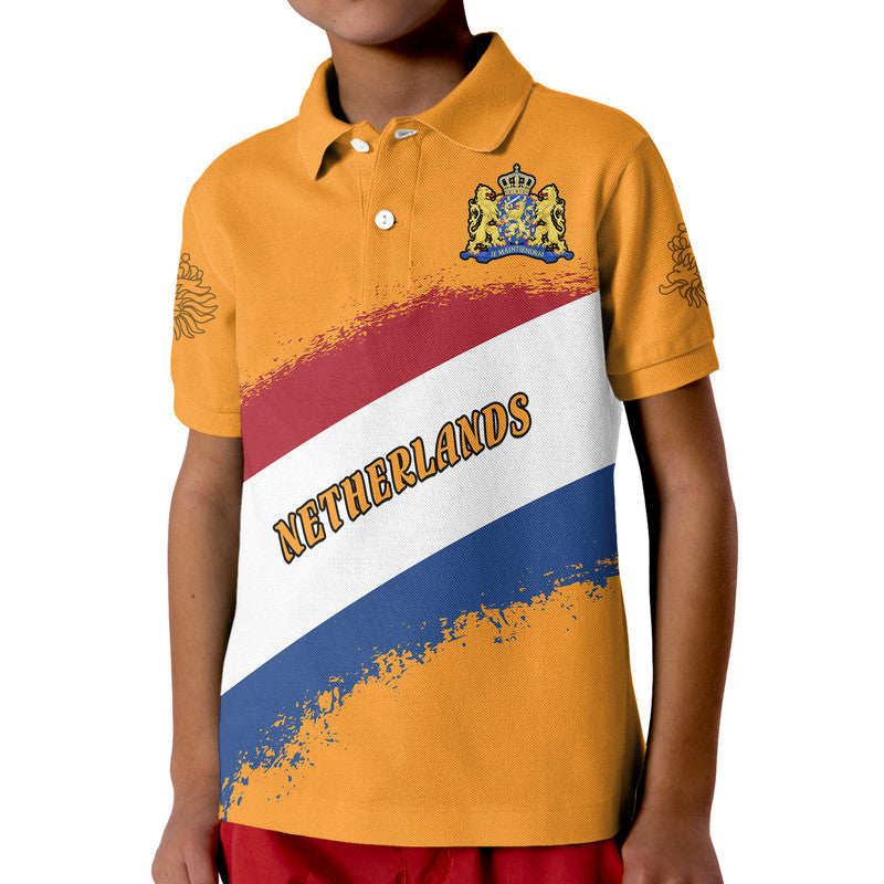 Custom Netherlands Football Flag Style Polo Shirt LT9