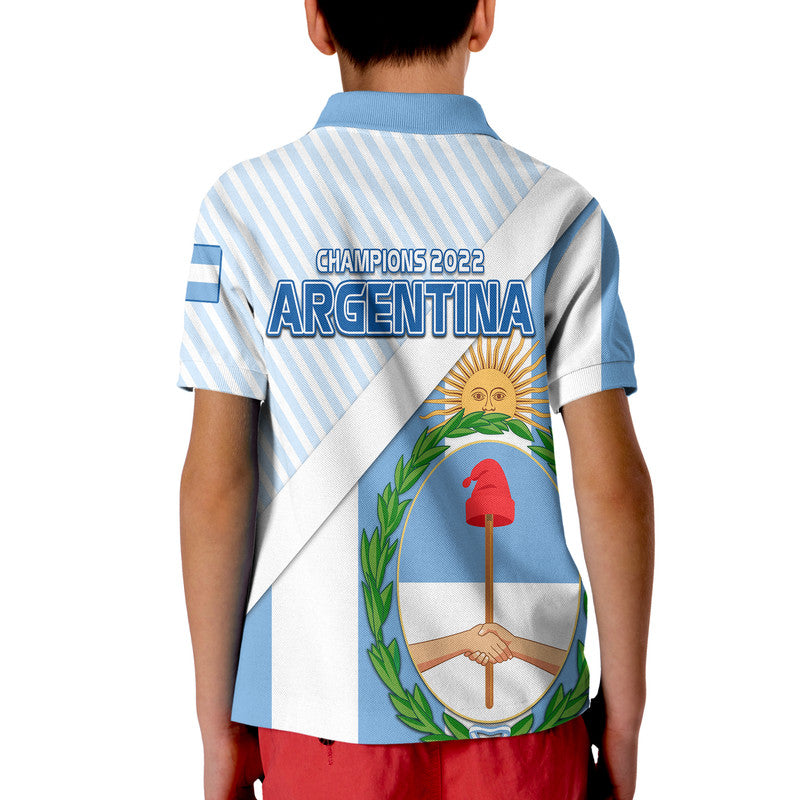 Argentina Champions Polo Shirt Football 2022 La Albiceleste Sol de Mayo LT9