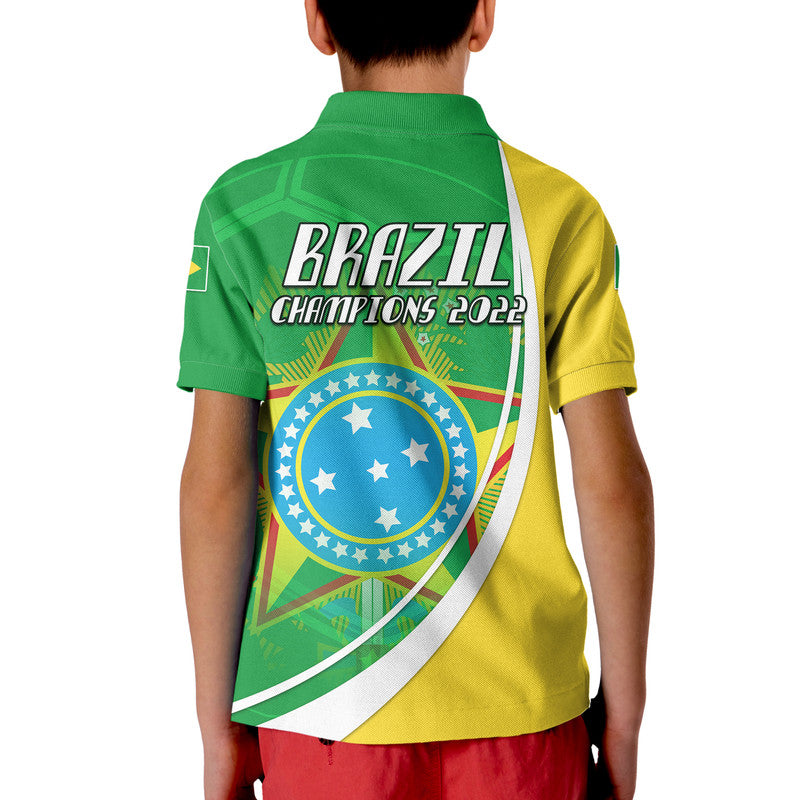Brazil Football Polo Shirt Coat Of Arms Canarinha Champions Football 2022 LT9