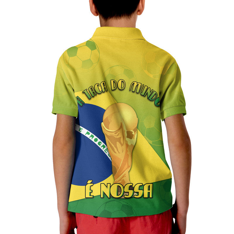 Brasil Football Champions Flag With Soccer Ball Polo Shirt LT9