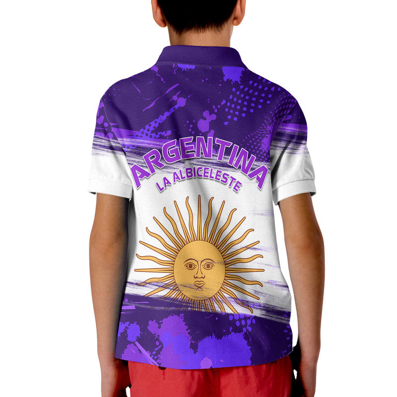 Argentina Sol de Mayo La Albiceleste Flag Style Polo Shirt Purple LT9