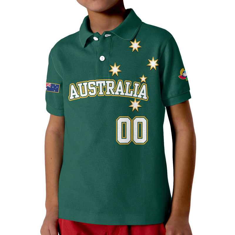 (Custom Text And Number) Baseball 2023 Australia Green Polo Shirt LT9