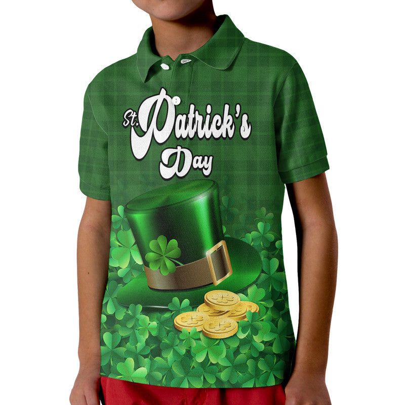 Custom St Patricks Day Polo Shirt Green Leprechaun Hat With Clover Leaf No2 LT9