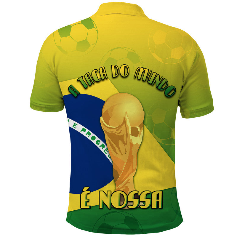 Brasil Football Champions Flag With Soccer Ball Polo Shirt LT9
