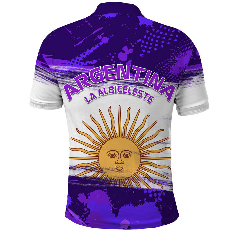 Argentina Sol de Mayo La Albiceleste Flag Style Polo Shirt Purple LT9