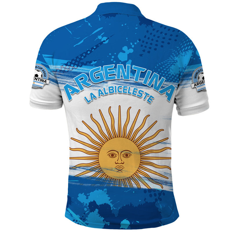 Argentina Sol de Mayo La Albiceleste Flag Style Polo Shirt Blue LT9