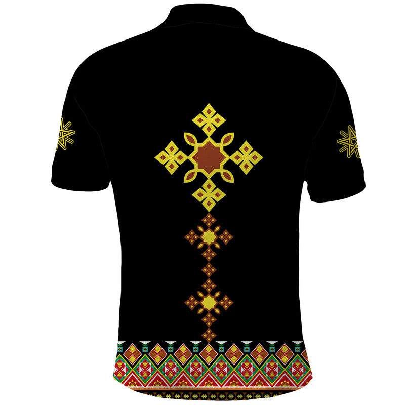 Ethiopia Cross Polo Shirt Geometric Ethnic LT9