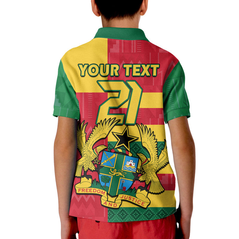 Custom Ghana Football Flag Color Mixed Kente Pattern Polo Shirt LT9