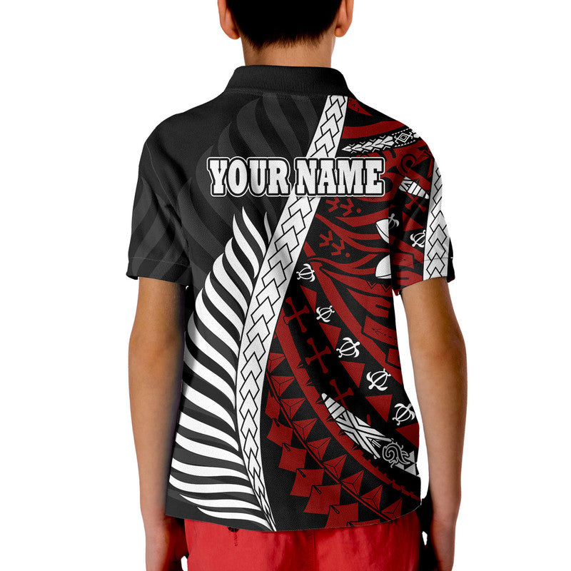 Custom Mate Maa Tonga Mixed Aotearoa Kiwis Rugby Polo Shirt Silver Fern Mixed Polynesian Style LT9