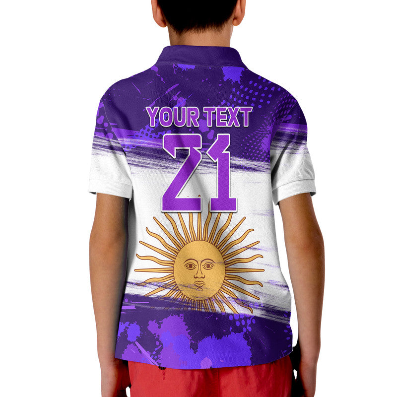 Custom Argentina Sol de Mayo La Albiceleste Flag Style Polo Shirt Purple LT9