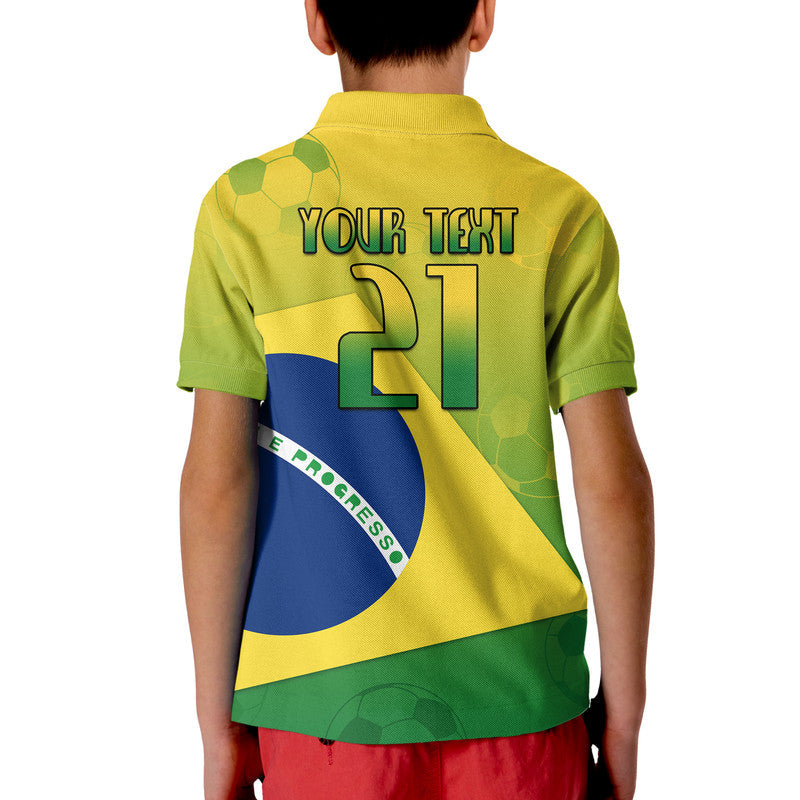 Custom Brasil Football Champions Flag With Soccer Ball Polo Shirt LT9