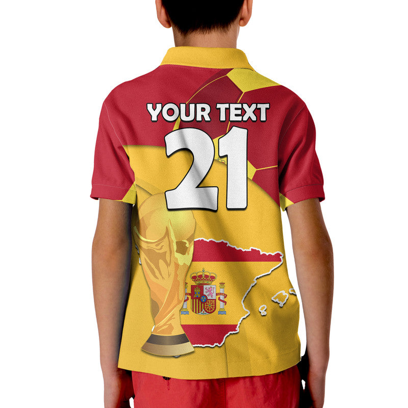Custom Spain Football Champions Polo Shirt Spain Flag With Soccer Ball LT9
