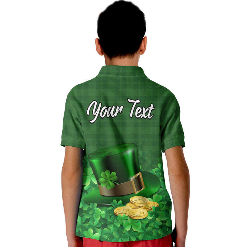 Custom St Patricks Day Polo Shirt Green Leprechaun Hat With Clover Leaf No2 LT9