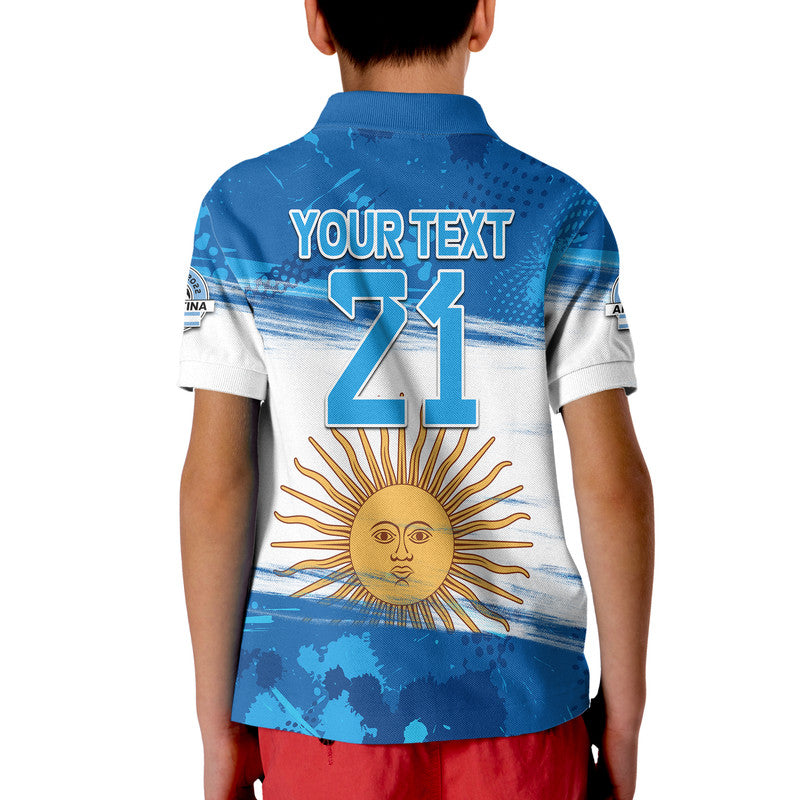 Custom Argentina Sol de Mayo La Albiceleste Flag Style Polo Shirt Blue LT9