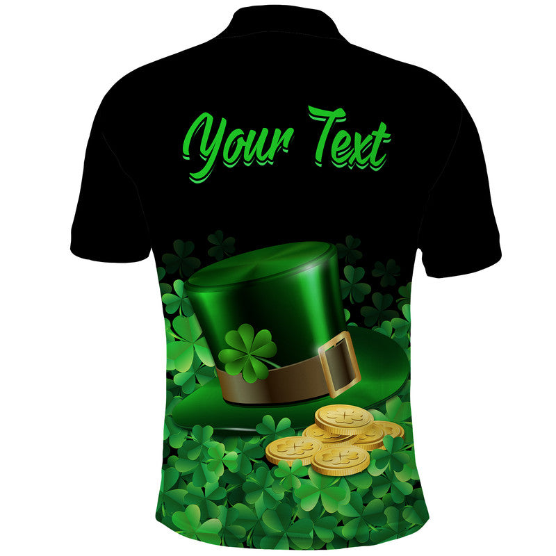 Custom St Patricks Day Polo Shirt Green Leprechaun Hat With Clover Leaf LT9