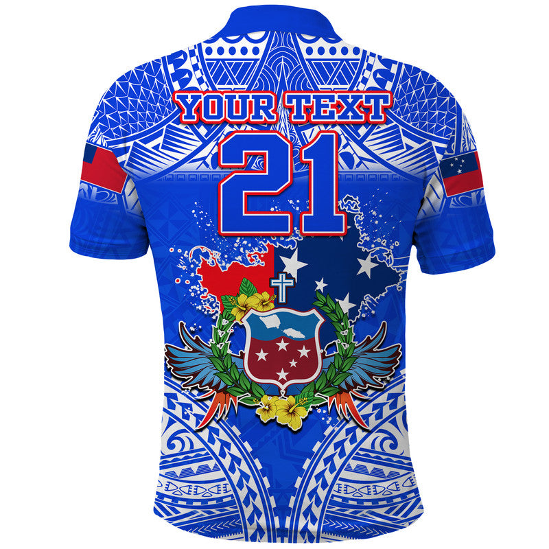 Custom Toa Samoa Polynesian Rugby Polo Shirt Samoan Flag Blue Color LT9