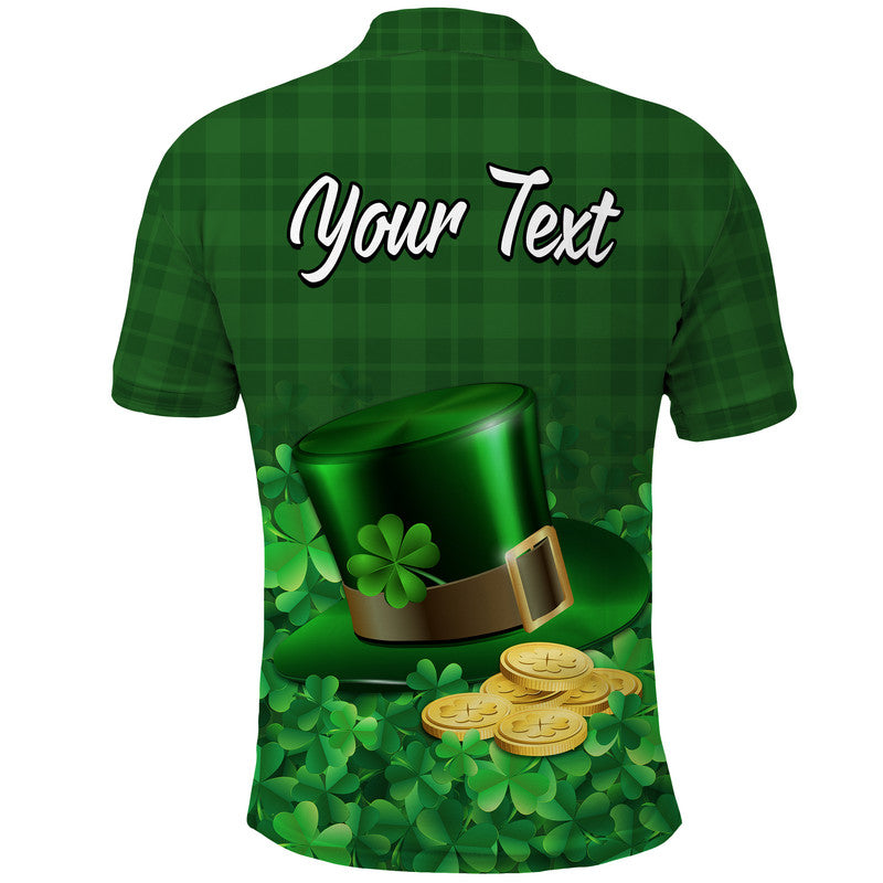 Custom St Patricks Day Polo Shirt Green Leprechaun Hat With Clover Leaf No2 LT9