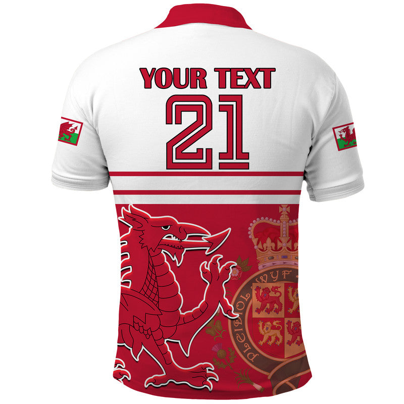 Custom Wales Football Qatar 2022 Cymru Polo Shirt Coat Of Arms Red LT9