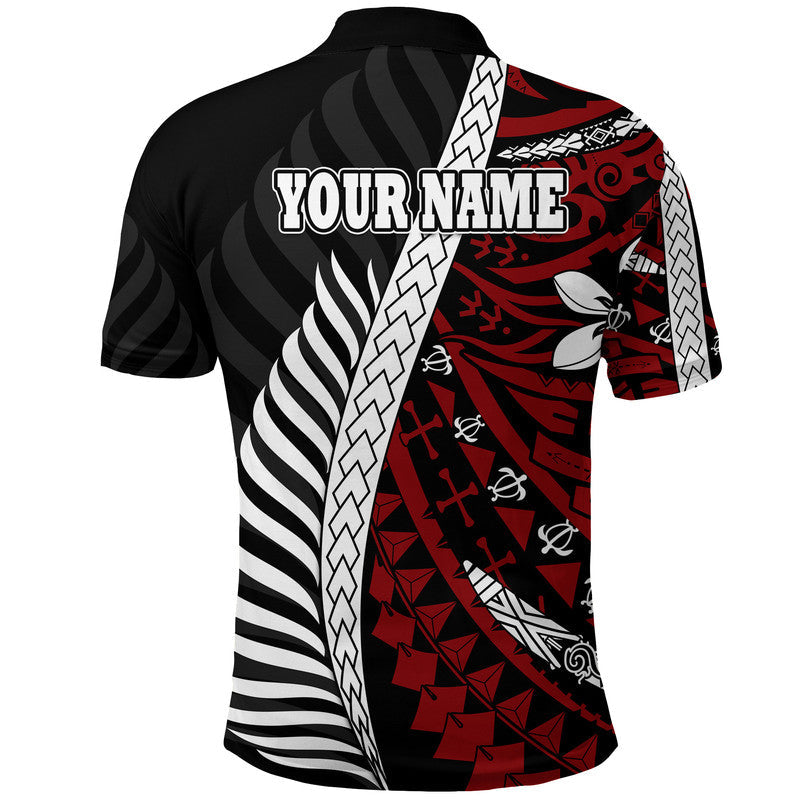 Custom Mate Maa Tonga Mixed Aotearoa Kiwis Rugby Polo Shirt Silver Fern Mixed Polynesian Style LT9