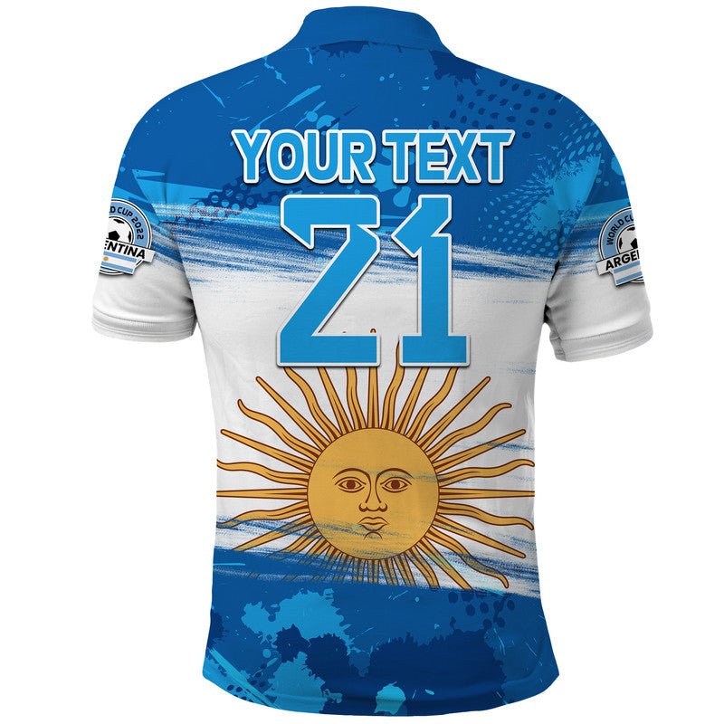 Custom Argentina Sol de Mayo La Albiceleste Flag Style Polo Shirt Blue LT9