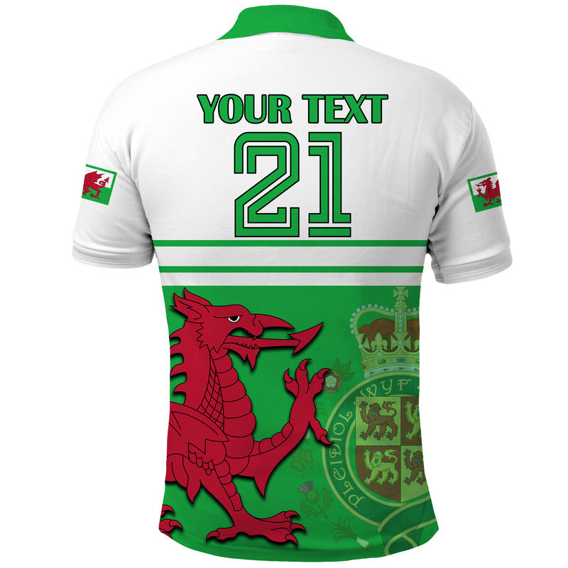 Custom Wales Football Qatar 2022 Polo Shirt Cymru Coat of Arms LT9