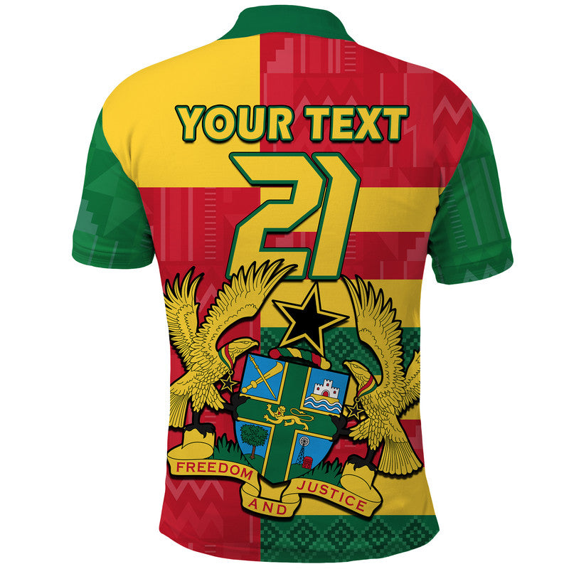 Custom Ghana Football Flag Color Mixed Kente Pattern Polo Shirt LT9
