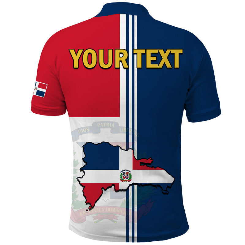 Custom Dominican Republic Polo Shirt Dia de la Independencia Coat Of Arms And Flag Map LT9