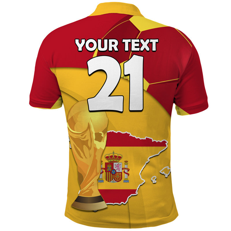 Custom Spain Football Champions Polo Shirt Spain Flag With Soccer Ball LT9