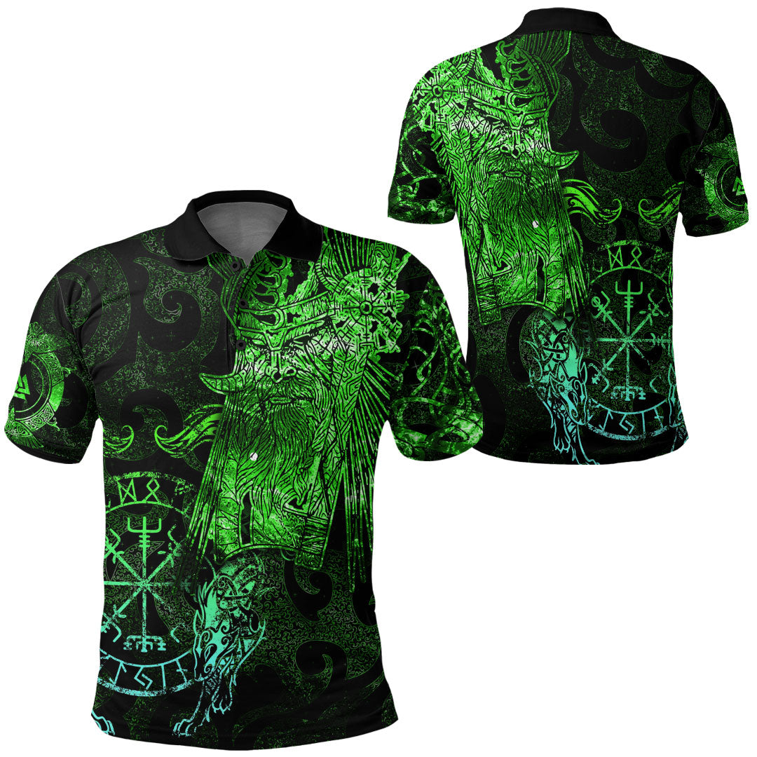 Viking Clothing Viking Odin Tattoo Green Version Polo Shirt RLT12