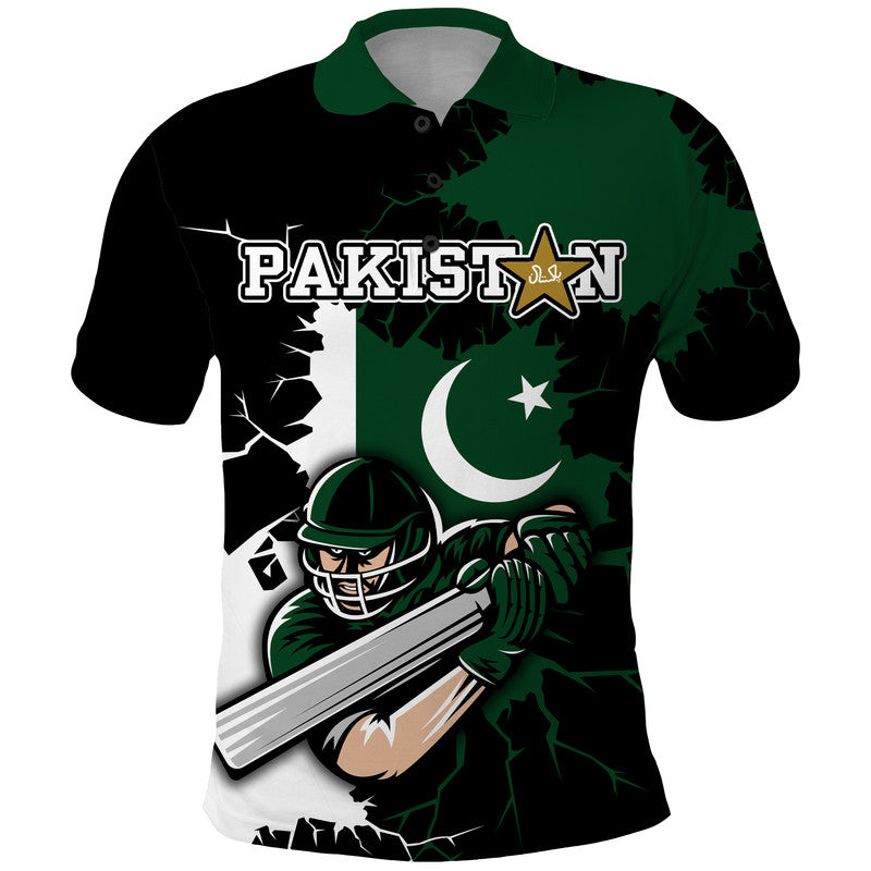 Pakistan Men in Green Cricket Team Polo Shirt Pakistan Player Flag Style LT9