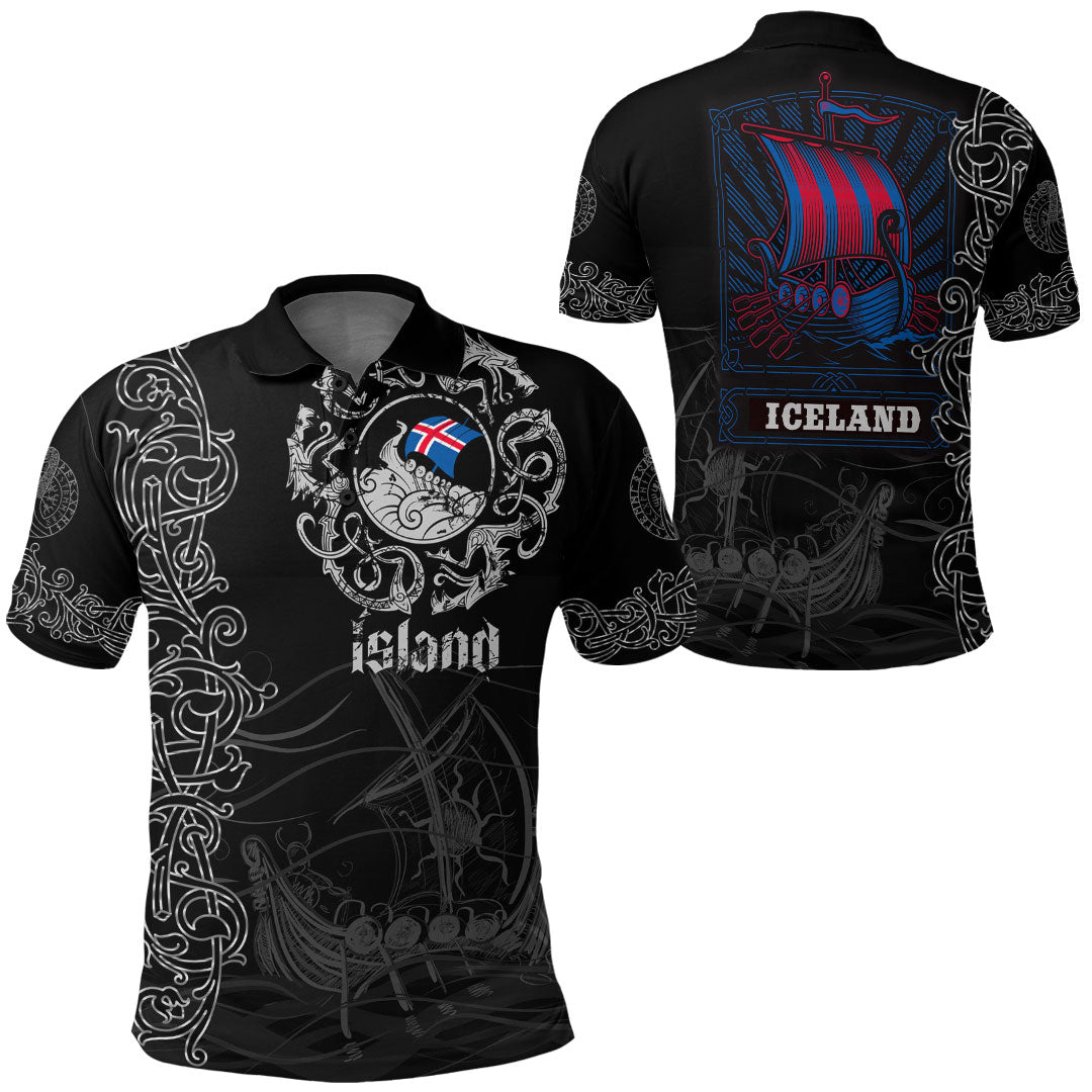 Viking Clothing Viking Drakkar Iceland Warship Polo Shirt RLT12