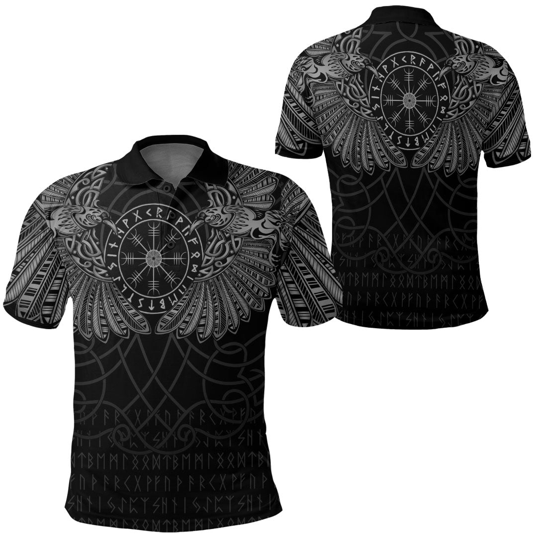 Viking Clothing Viking Odins Celtic Two Ravens Special Version Polo Shirt RLT12