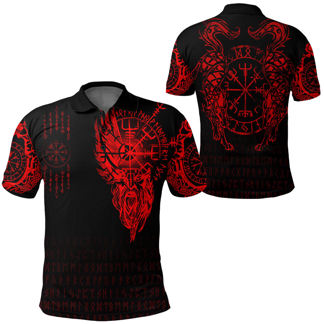 Viking Clothing Viking Compass Vegvisir Tattoo Red Version Polo Shirt RLT12