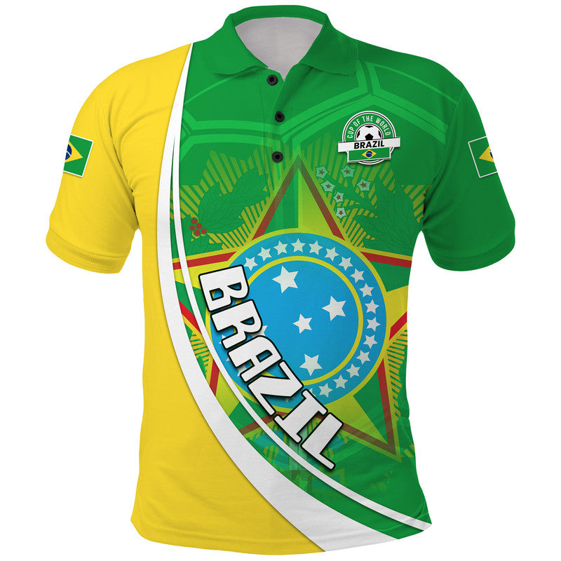 Brazil Football Polo Shirt Coat Of Arms Canarinha Champions Football 2022 LT9