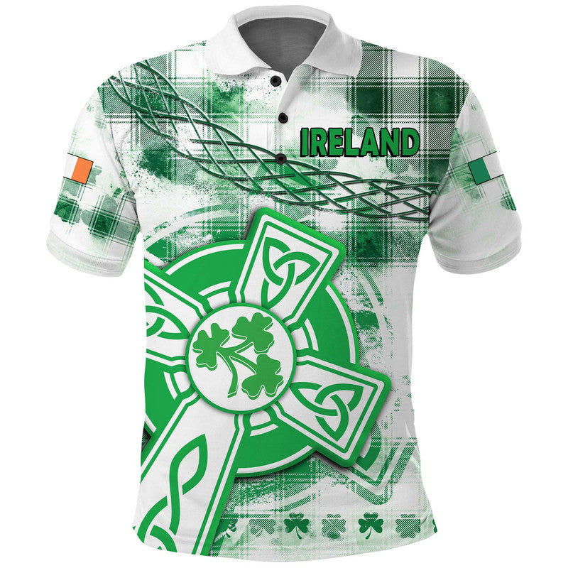 (Custom And Number) Ireland Cross Cricket Team Polo Shirt Celtic Irish Green Pattern Unique LT9