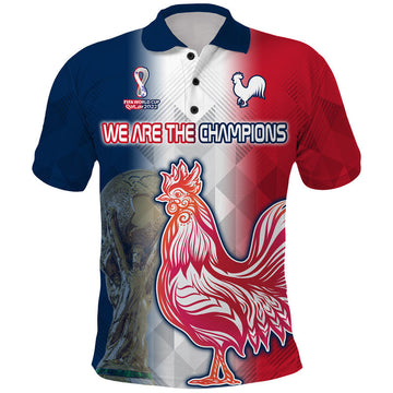 Custom France Football Qatar Roosters Champions 2022 Polo Shirt LT9