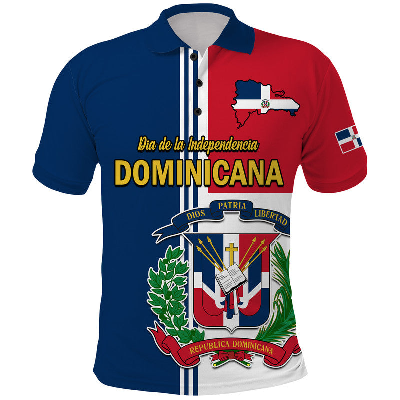 Dominican Republic Polo Shirt Dia de la Independencia Coat Of Arms And Flag Map LT9