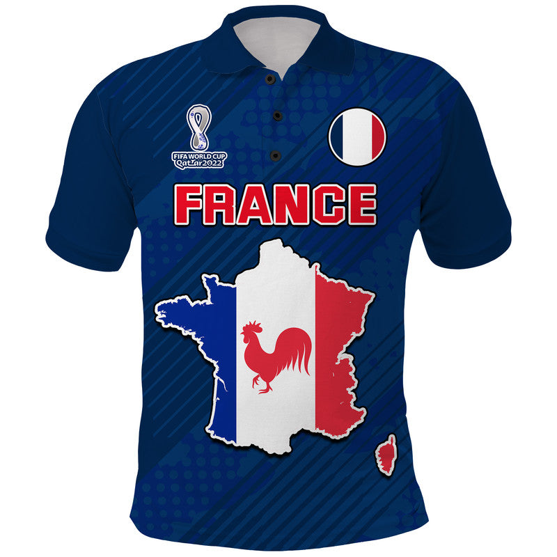 Custom France Football 2022 With Flag Map Polo Shirt LT9