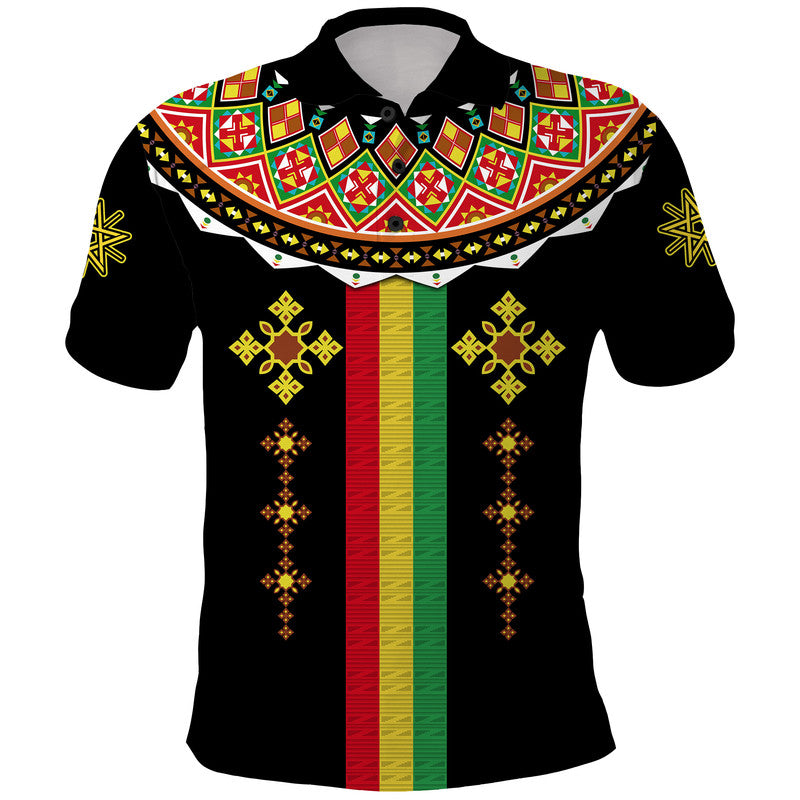 Ethiopia Cross Polo Shirt Geometric Ethnic LT9