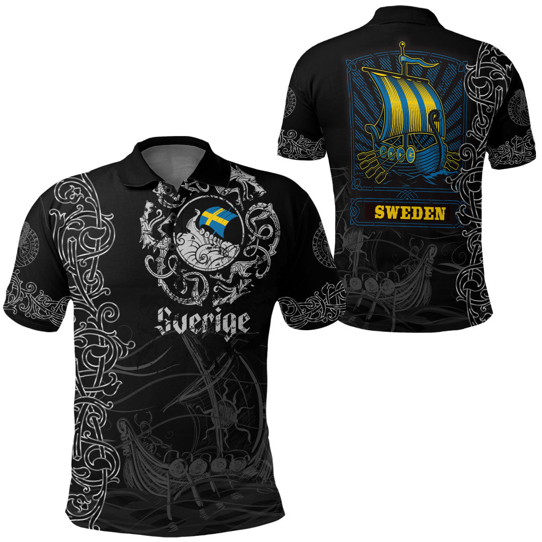 Viking Clothing Viking Drakkar Sweden Warship Polo Shirt RLT12