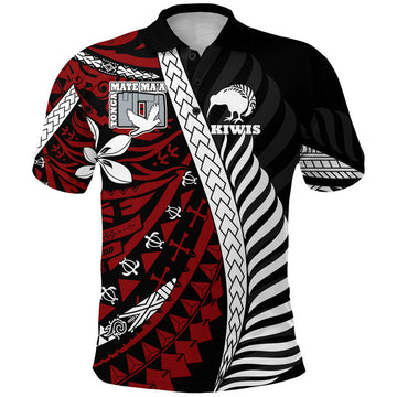 Custom Mate Maa Tonga Mixed Aotearoa Kiwis Rugby Polo Shirt Silver Fern Mixed Polynesian Style LT9