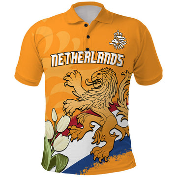 Custom Netherlands Football Flag Mix Tulip Flower Polo Shirt LT9