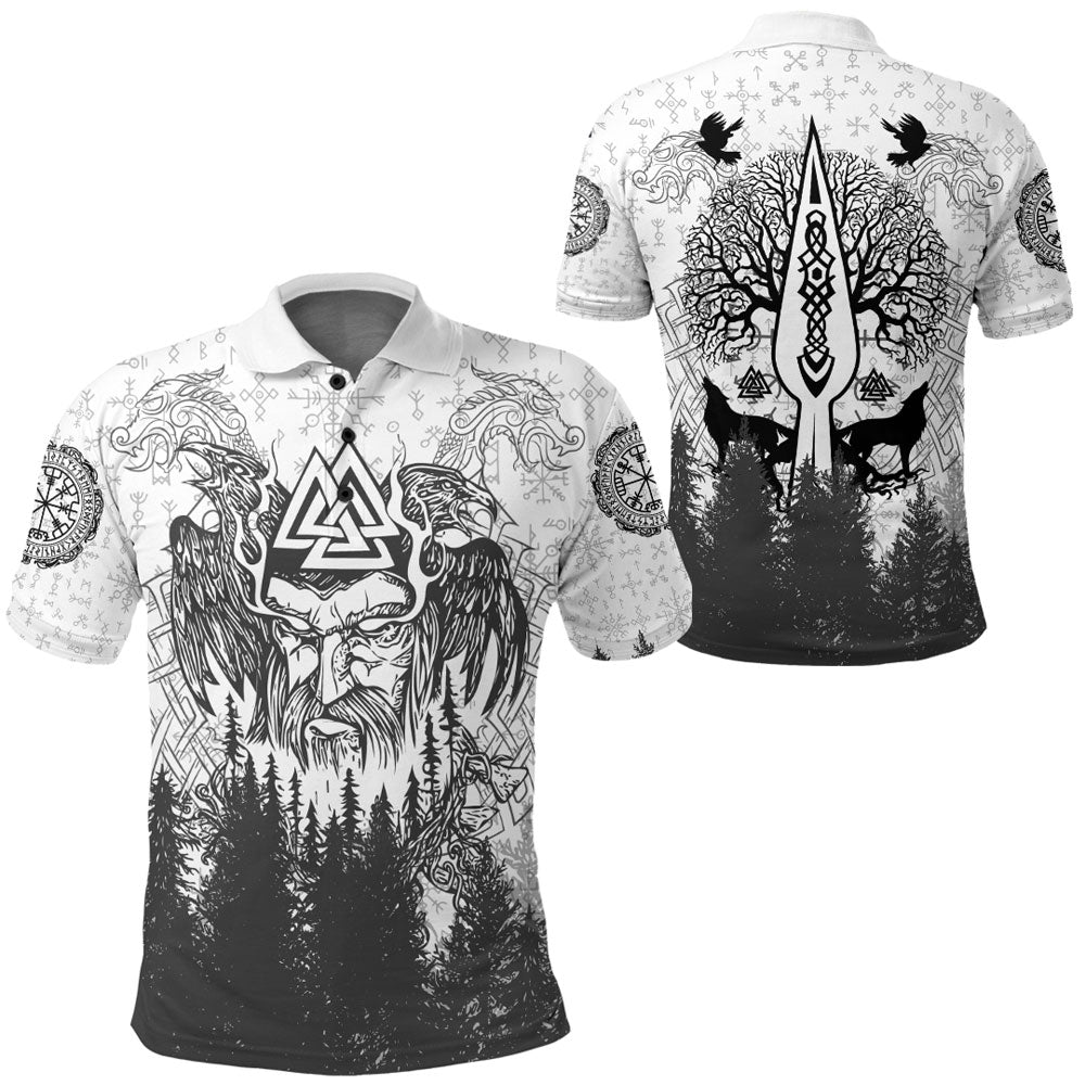 Viking Clothing Viking Odin and Raven Forest Polo Shirt RLT12