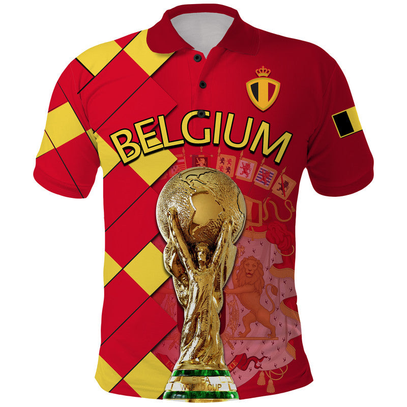 Custom Belgium Football Champions Great Polo Shirt Coat Of Arms LT9