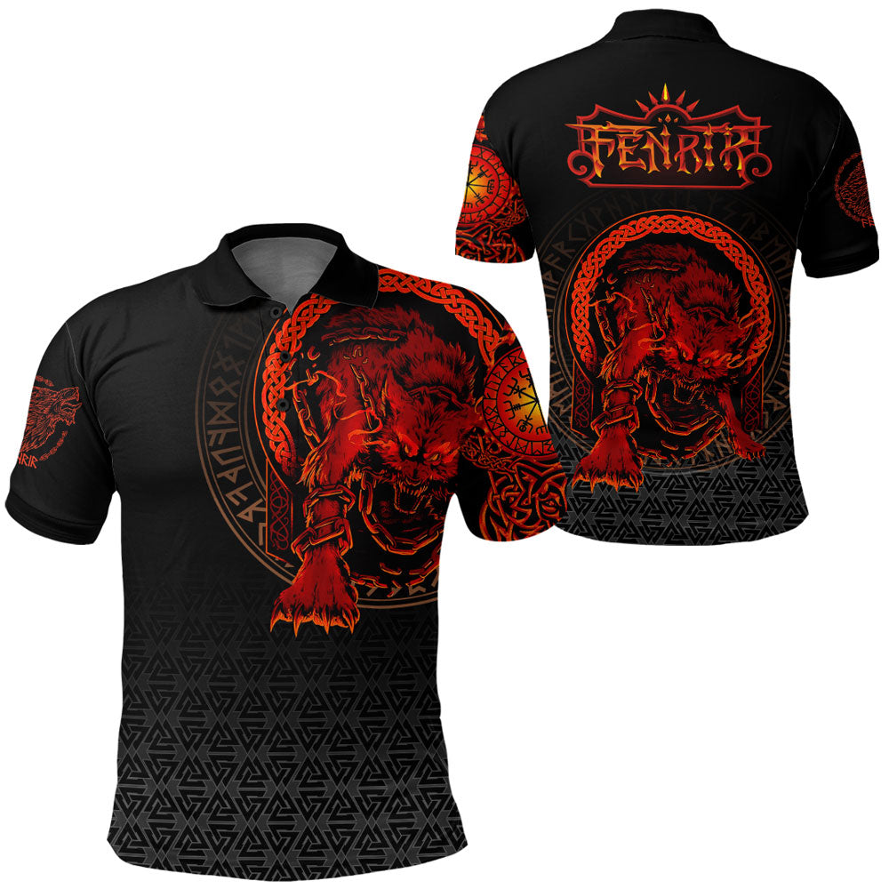 Viking Clothing Viking Fenrir Norse 3D Polo Shirt RLT12