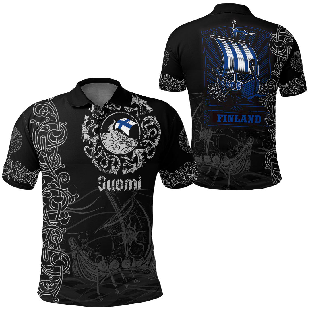 Viking Clothing Viking Drakkar Finland Warship Polo Shirt RLT12