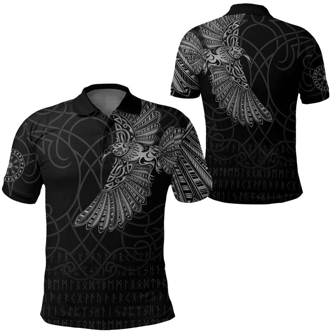 Viking Clothing Viking Odins Raven Tattoo Polo Shirt RLT12
